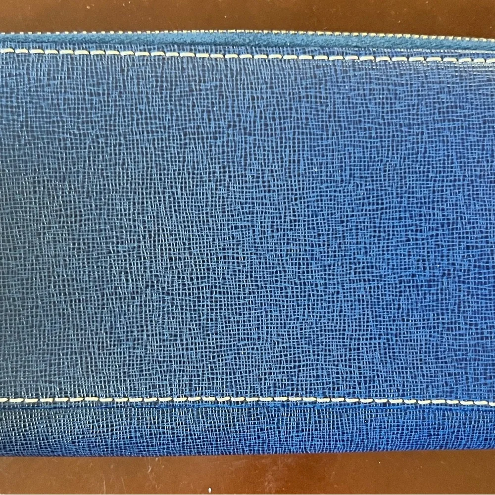 Dooney & Bourke Saffiano Blue Accordion Clutch Wallet - Picture 4 of 6